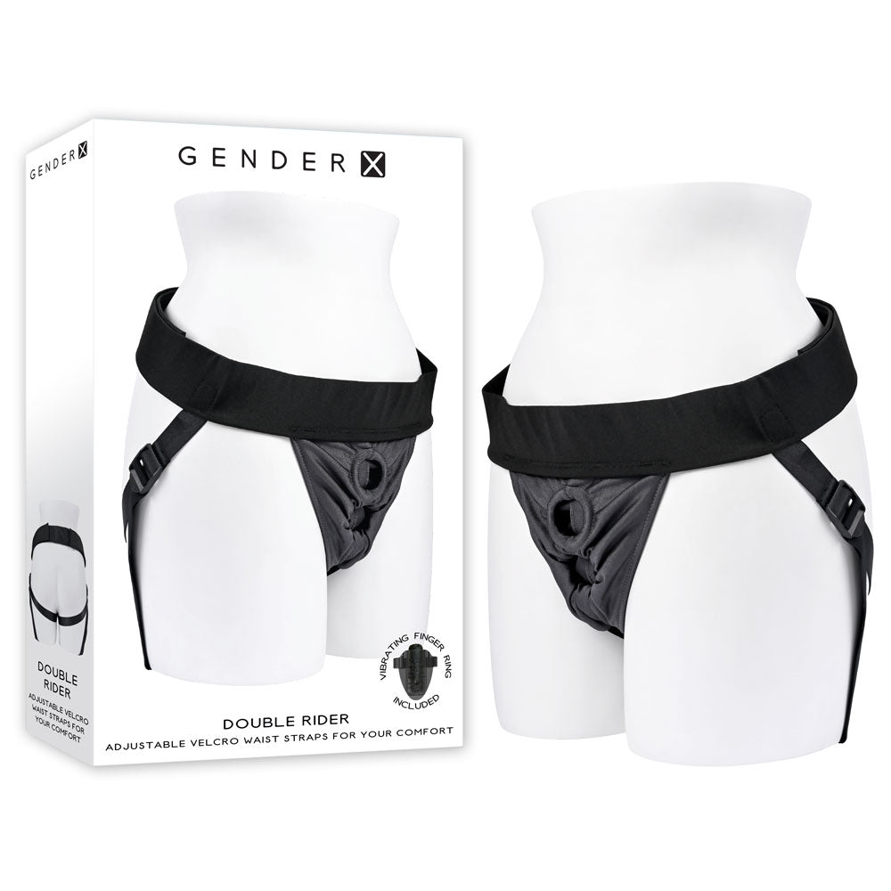 Gender X DOUBLE RIDER - Black Adjustable Strap-On Harness (No Probe Included) - Naughty by Nature Adult Store