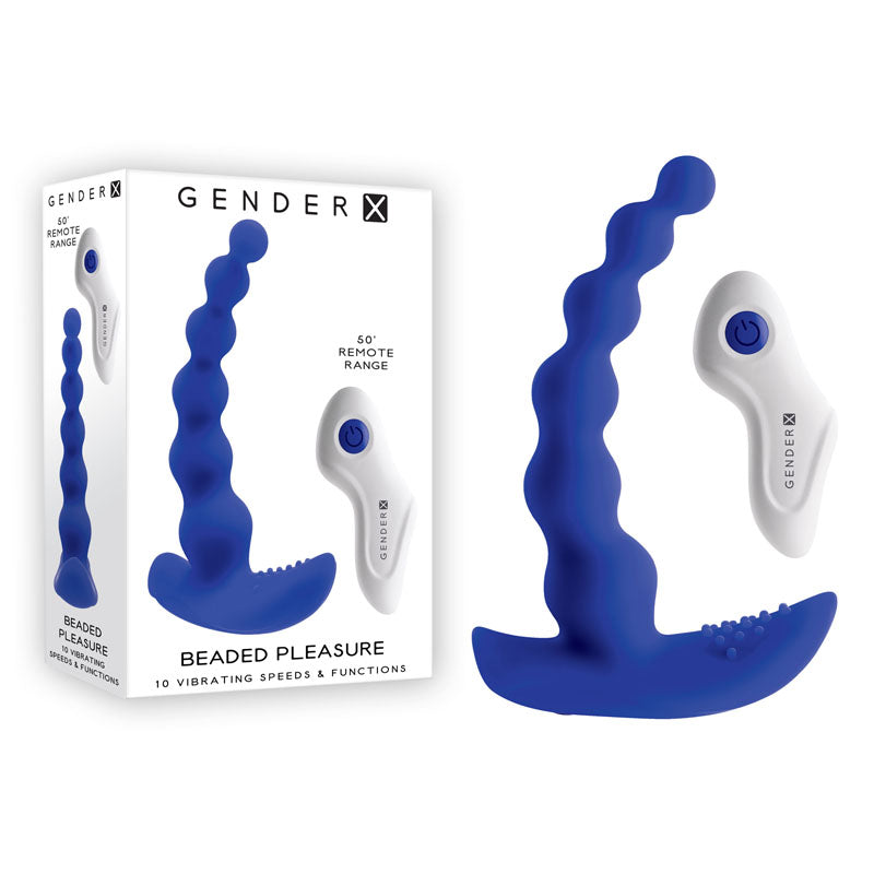 Gender X BEADED PLEASURE - Blue 11.4 cm USB Rechargeable Vibrating Anal Beads with Remote - Naughty by Nature Adult Store