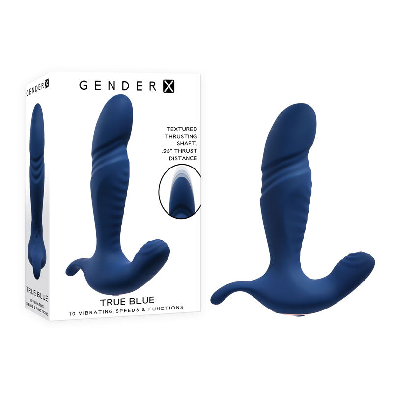 Gender X TRUE BLUE - Blue 13.5 cm USB Rechargeable Thrusting Prostate Massager - Naughty by Nature Adult Store