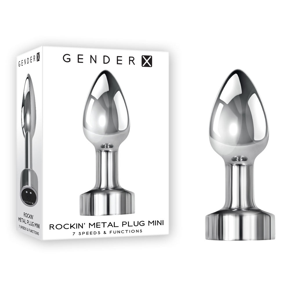 Gender X ROCKIN METAL PLUG MINI - Chrome 7.8 cm USB Rechargeable Vibrating Mini Butt Plug - Naughty by Nature Adult Store