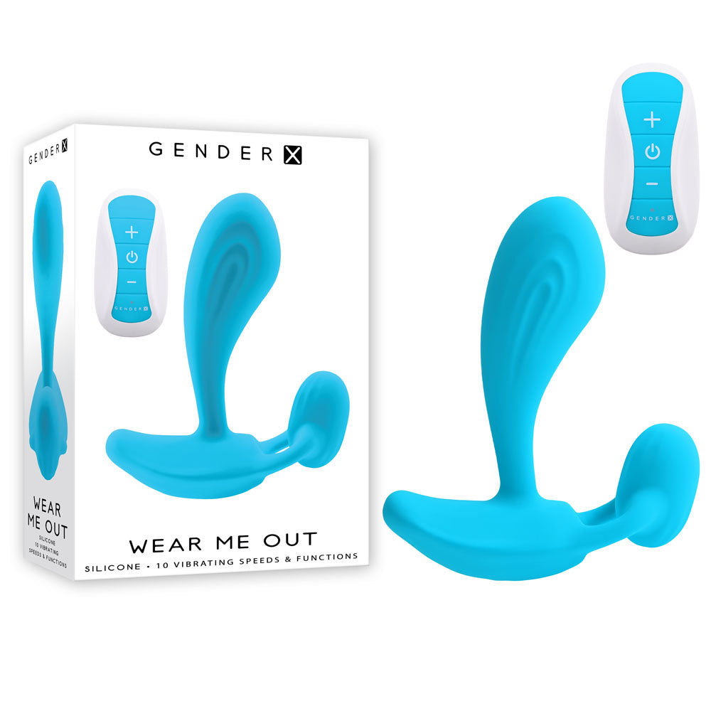 Gender X WEAR ME OUT - Blue 11.1 cm USB Rechargeable Wearable Vibrator with Wireless Remote - Naughty by Nature Adult Store