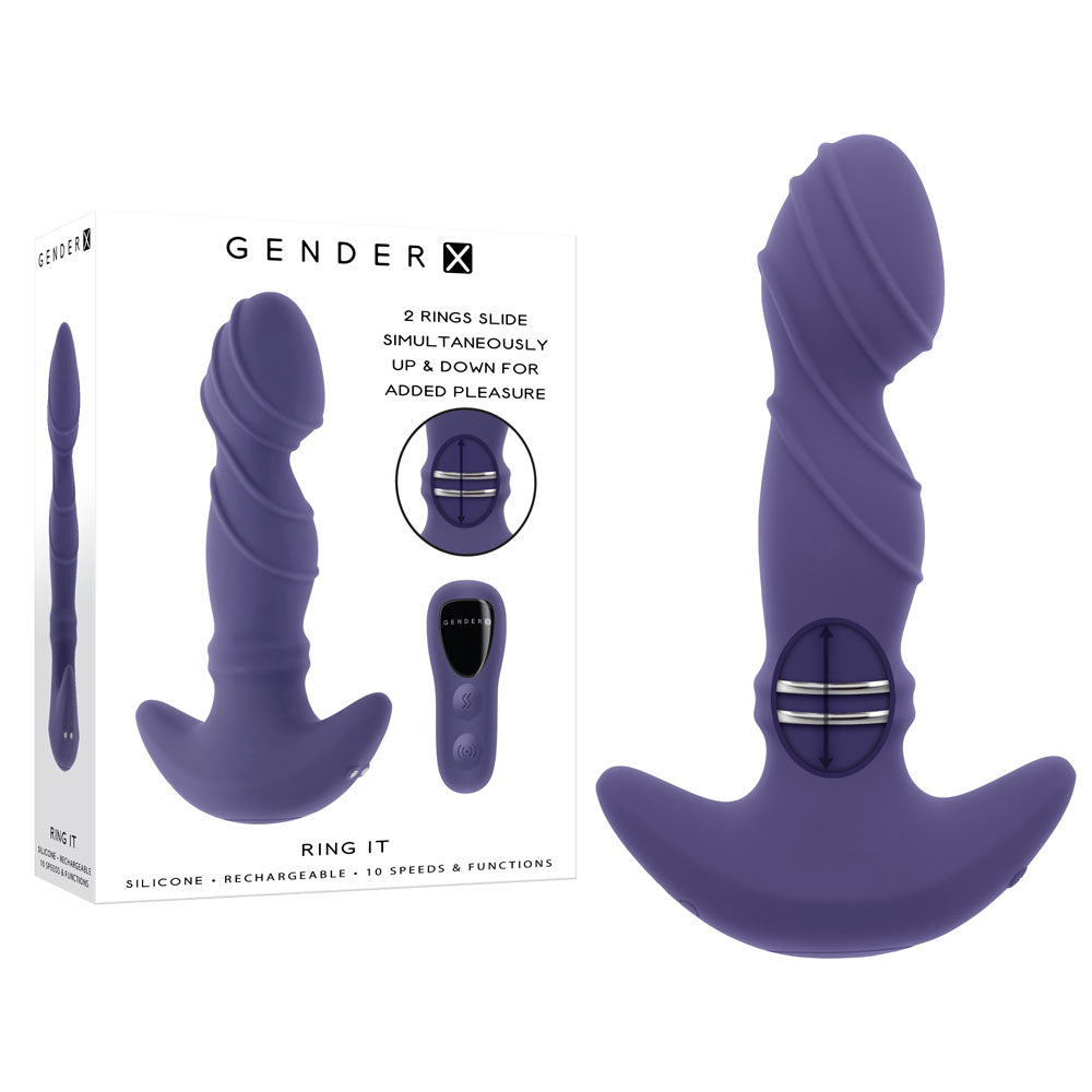 Gender X RING IT - Purple 16.5 cm USB Rechargeable Vibrator with Wireless Remote - Naughty by Nature Adult Store