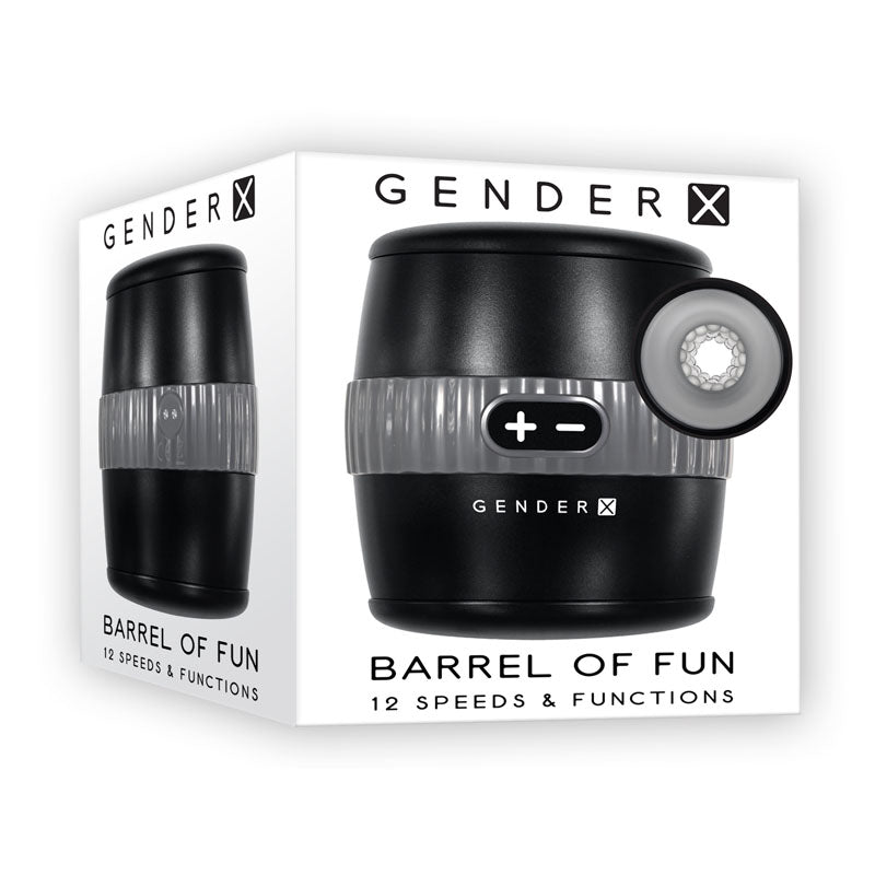 Gender X BARREL OF FUN - Black USB Rechargeable Stroker - Naughty by Nature Adult Store