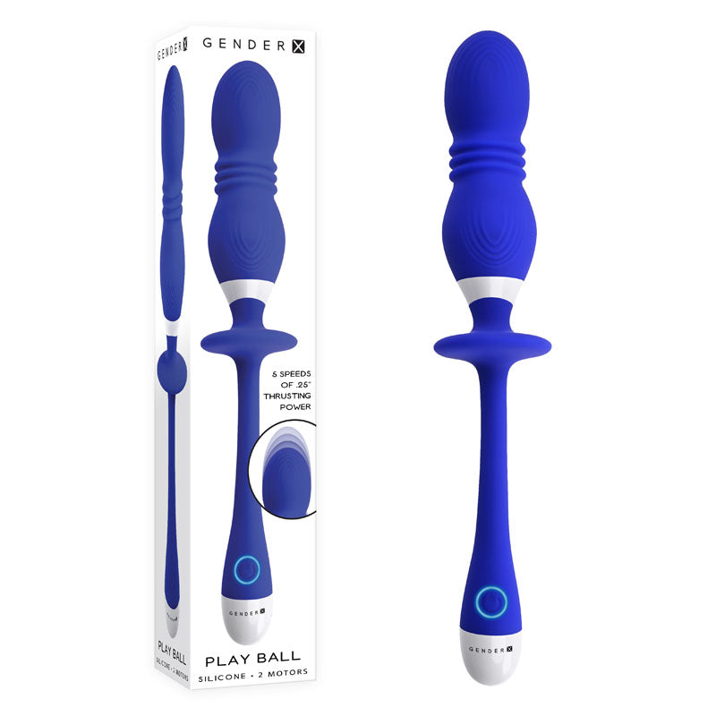 Gender X PLAY BALL - Blue 25 cm USB Rechargeable Thrusting & Vibrating Orbs - Naughty by Nature Adult Store
