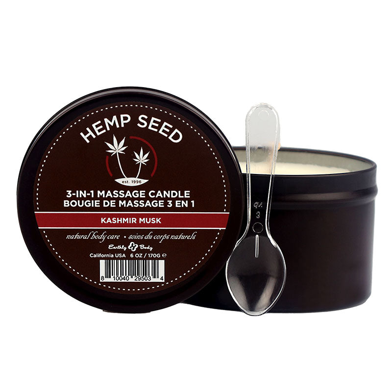Hemp Seed 3-In-1 Massage Candle - Kashmir Musk (Brandy, Magnolia & Vanilla Musk) - 170 g - Naughty by Nature Adult Store