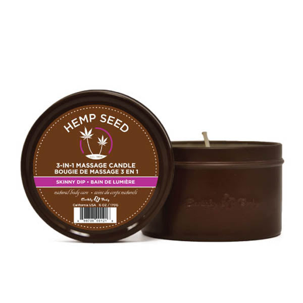 Hemp Seed 3-In-1 Massage Candle - Skinny Dip (Vanilla & Fairy Floss)- 170 g - Naughty by Nature Adult Store