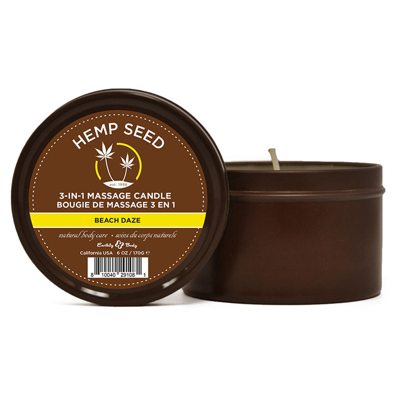 Hemp Seed 3-In-1 Massage Candle - Beach Daze (Coconut & Pineapple) Scented - 170 g - Naughty by Nature Adult Store