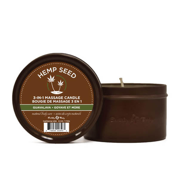 Hemp Seed 3-In-1 Massage Candle - Guavalava (Guava & Blackberry) - 170 g - Naughty by Nature Adult Store