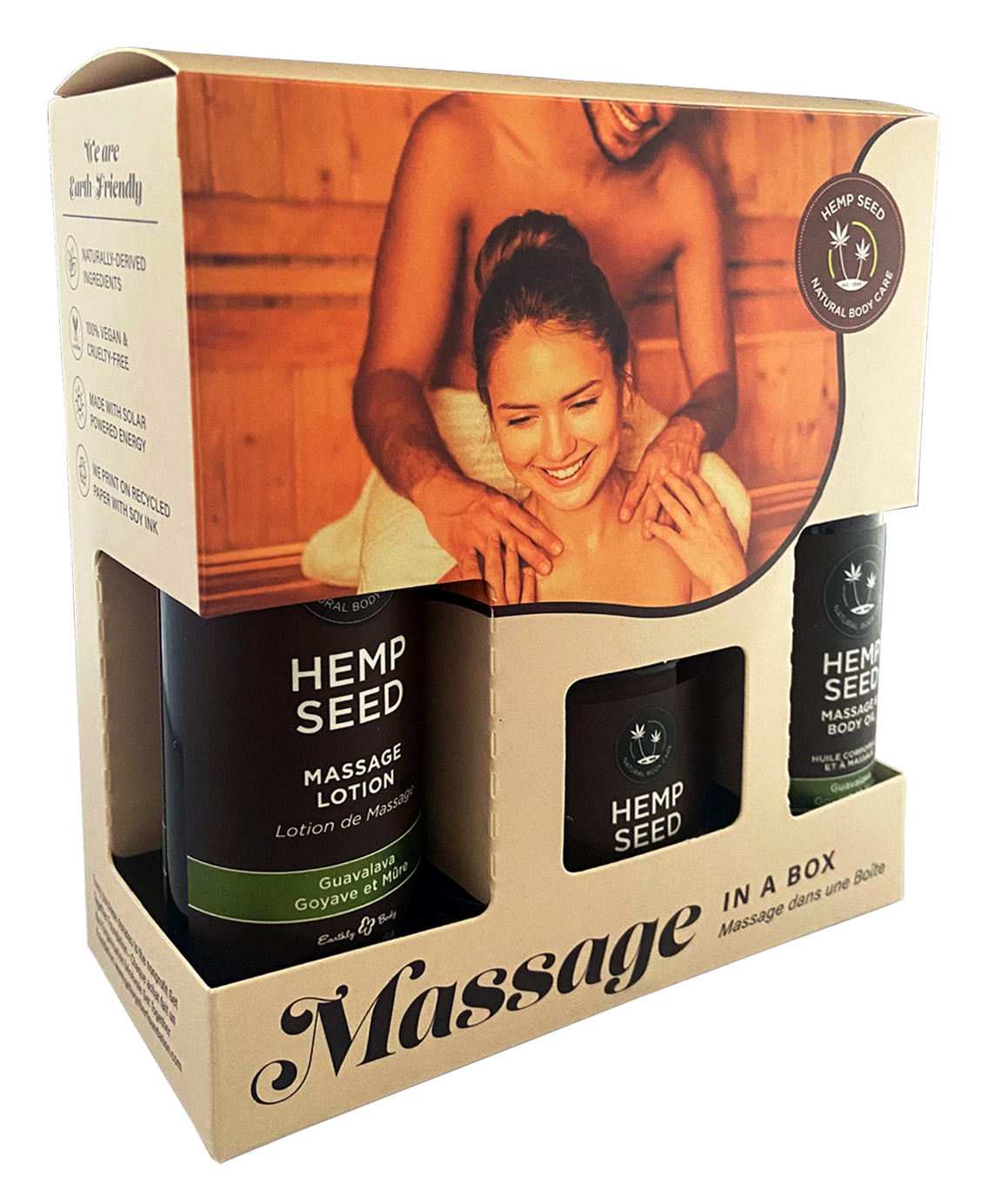 Hemp Seed Massage In A Box - Guavalava Scented Massage Gift Set - 3 Piece Kit - Naughty by Nature Adult Store