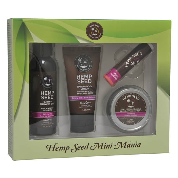 Hemp Seed Mini Mania - Skinny Dip (Vanilla & Fairy Floss) Scented Lotion Kit - 4 Piece Set - Naughty by Nature Adult Store