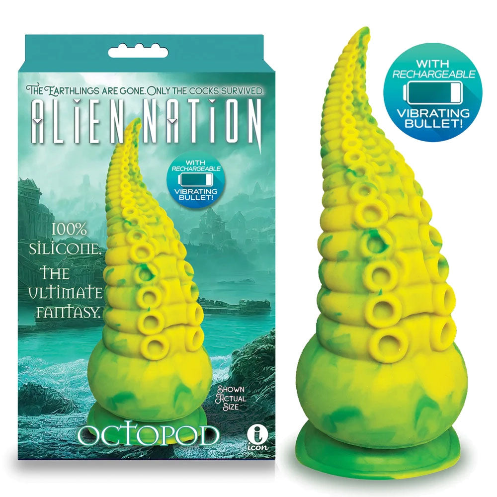 Alien Nation - Octopod - Yellow/Green 22.9 cm USB Rechargeable Vibrating Fantasy Dong - Naughty by Nature Adult Store