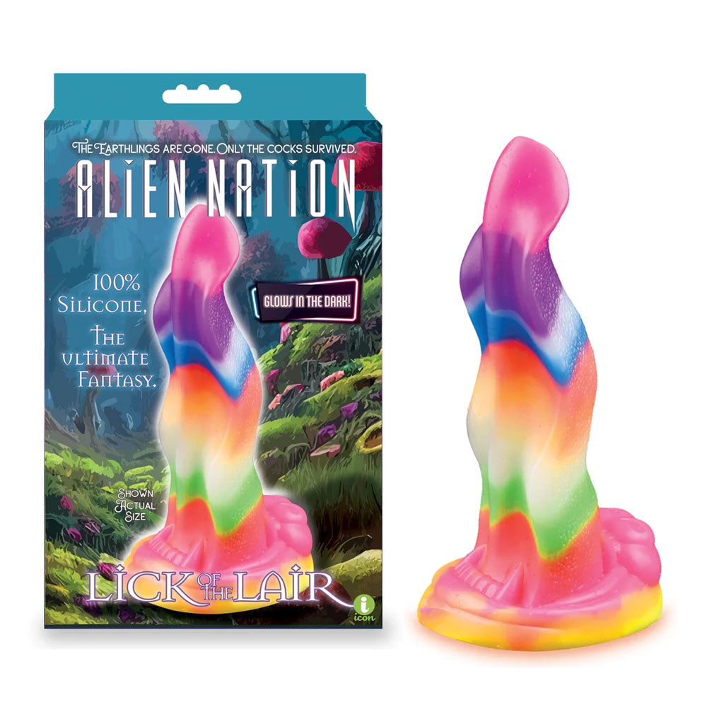 Alien Nation - Lick Of The Lair - Glow in Dark Rainbow 17.8 cm Fantasy Dong - Naughty by Nature Adult Store