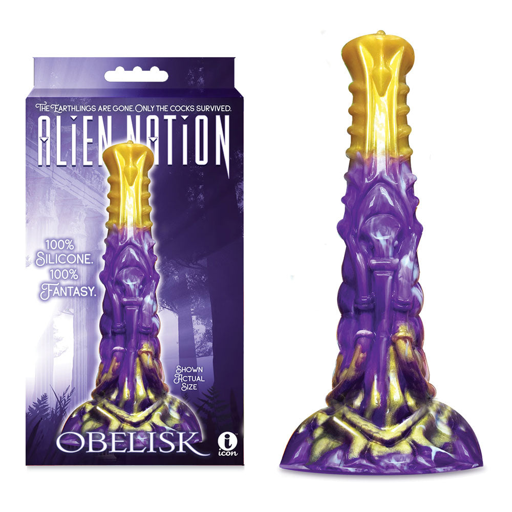 Alien Nation - Obelisk - Purple/Gold 22.2 cm Fantasy Dong - Naughty by Nature Adult Store