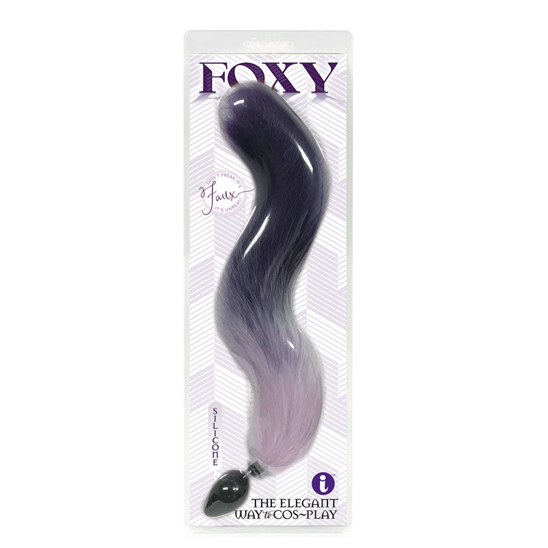 Foxy Fox Tail Silicone Butt Plug - Purple Gradient - 46 cm Tail - Naughty by Nature Adult Store