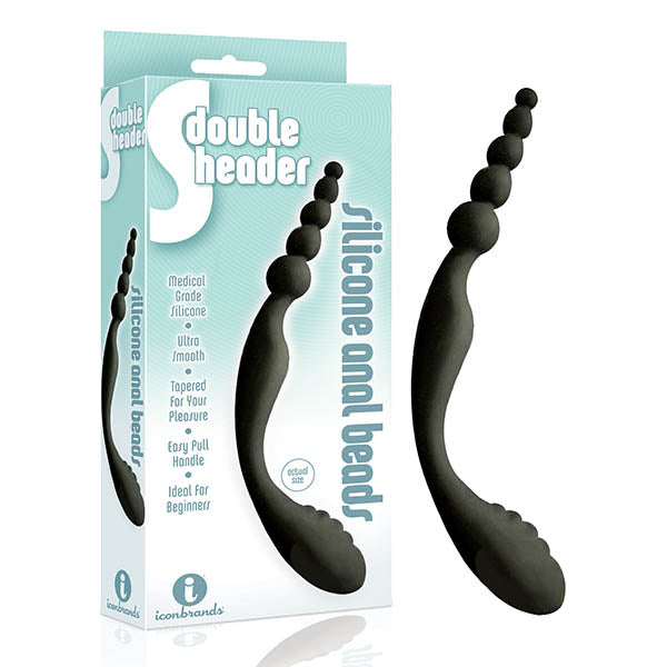 The 9's S-Double Header - Black Double Ended Anal Beads - Naughty by Nature Adult Store