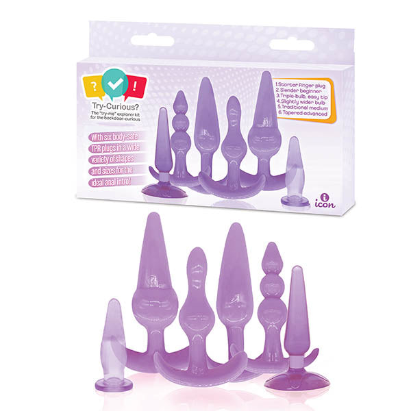 Try-Curious Anal Plug Kit - Purple Anal Kit - Set of 6 - Naughty by Nature Adult Store