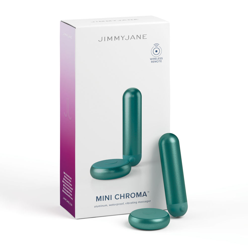 JimmyJane Mini Chroma - Teal - Teal 7.8 cm USB Rechargeable Bullet with Wireless Remote - Naughty by Nature Adult Store