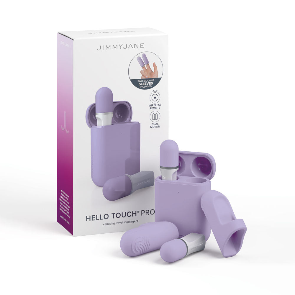 JimmyJane Hello Touch Pro - Purple Vibrating Finger Stimulators with Charging Pod - Naughty by Nature Adult Store