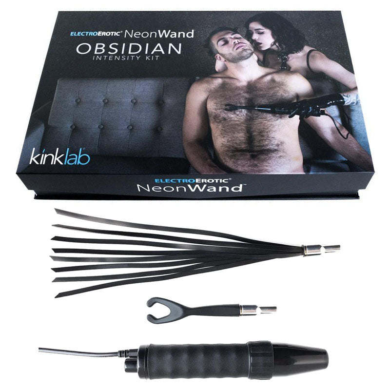 KinkLab Obsidian Neon Wand Intensity Kit - E-Stim Kit - 3 Piece Set - Naughty by Nature Adult Store