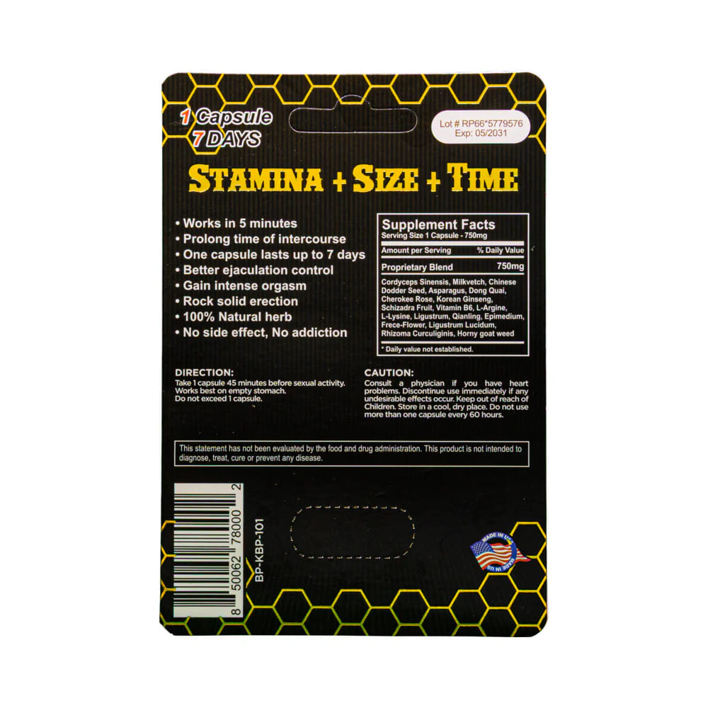 Killer Bee Men's Libido Stamina Supplement For Enduring Performance