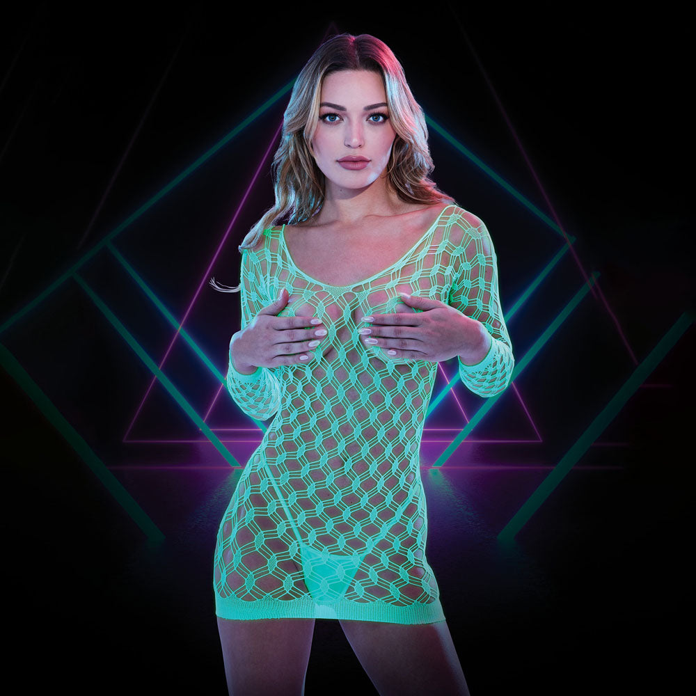 LAPDANCE Glow In The Dark Mini Dress - 1Size - Glow in the Dark - One Size - Naughty by Nature Adult Store