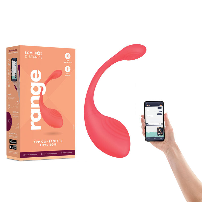 Love Distance RANGE - Coral Rechargeable Love Egg with App Contol - Naughty by Nature Adult Store