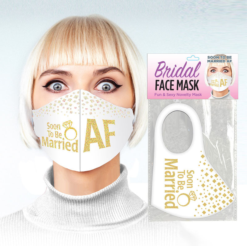 Bridal Face Mask - Soon To Be Married AF - White Novelty Mask - Naughty by Nature Adult Store