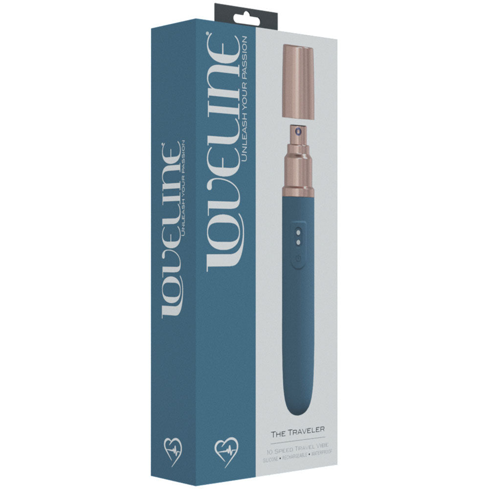 LOVELINE The Traveler - Blue Vibrator with Lube Applicator