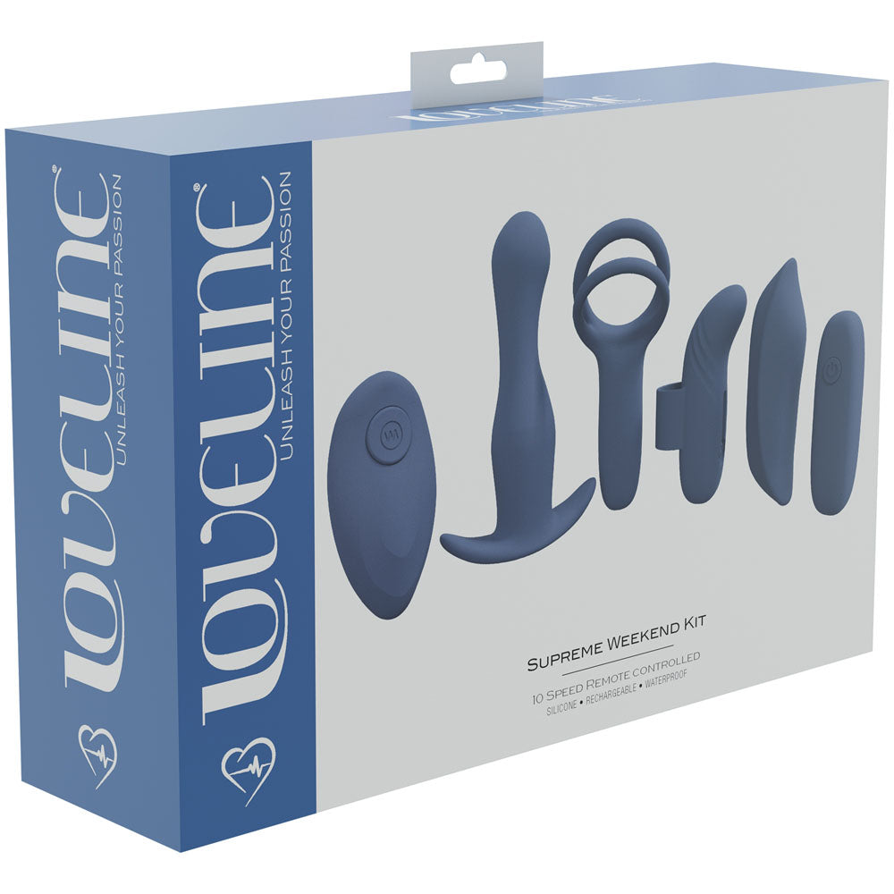 LOVELINE Supreme Weekend Kit - Blue - Blue USB Rechargeable 5 Piece Kit - Naughty by Nature Adult Store