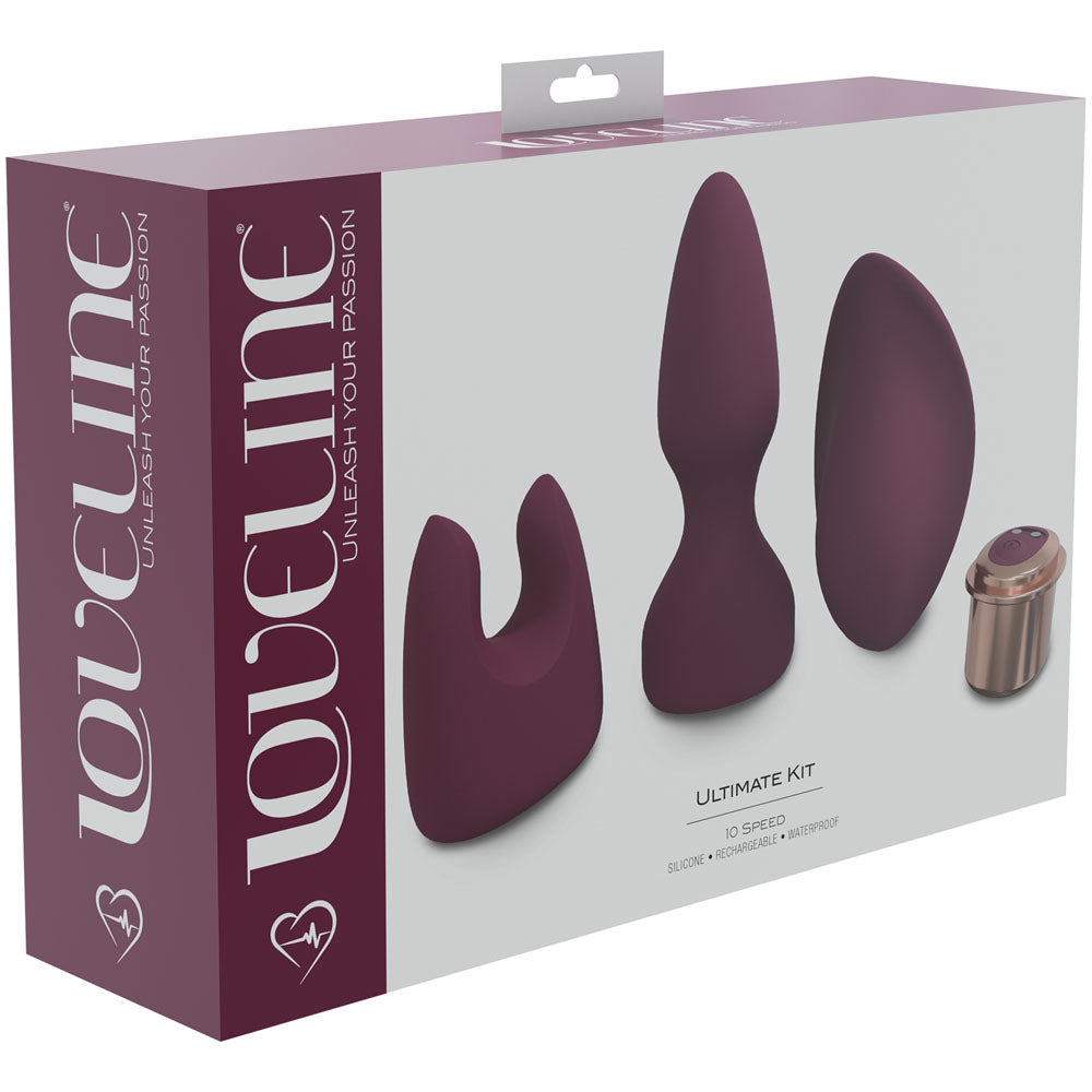 LOVELINE Ultimate Kit - Burgundy - Burgundy USB Rechargeable Kit - 3 Piece Set - Naughty by Nature Adult Store