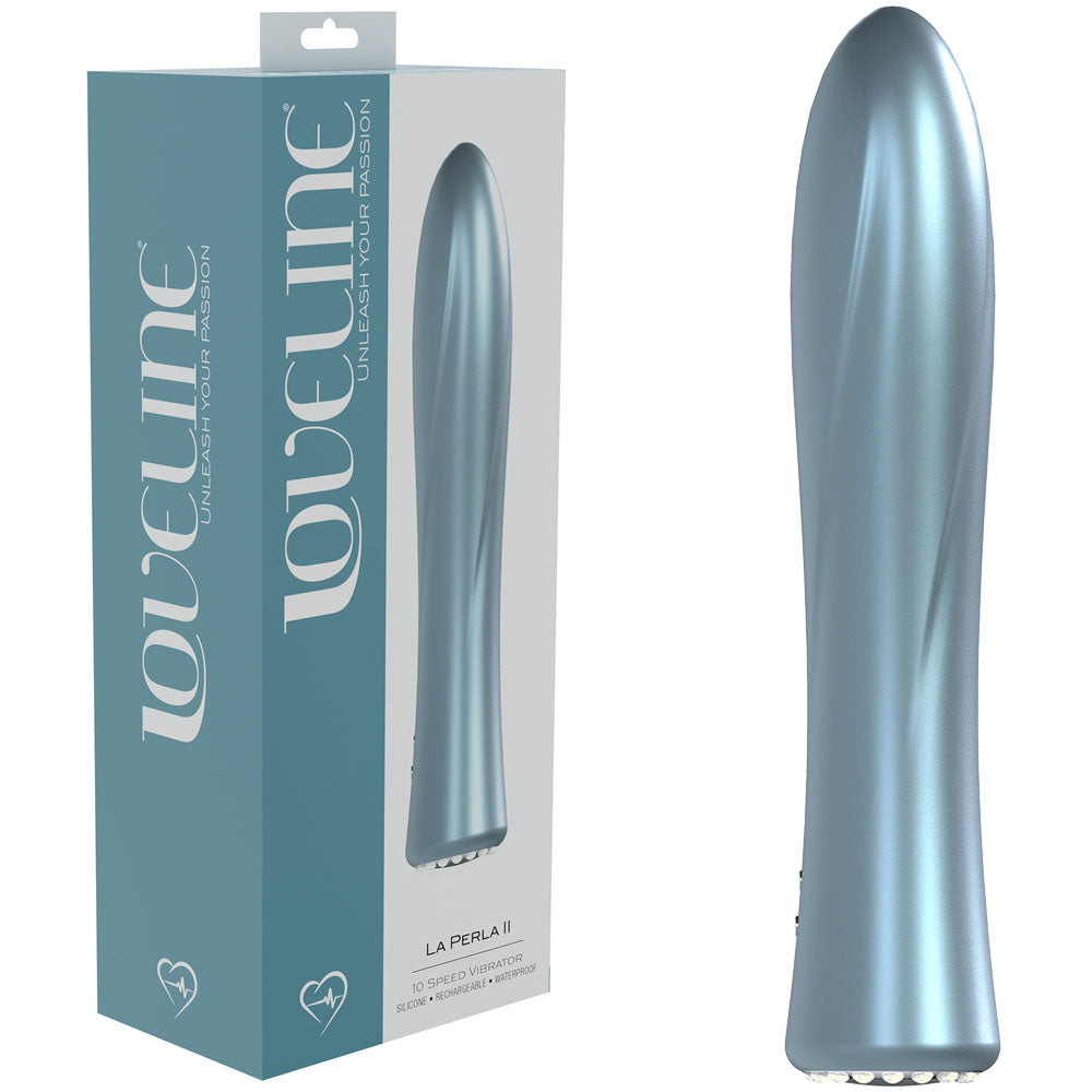 LOVELINE La Perla II - Blue - Pearlescent Blue 19.2 cm USB Rechargeable Vibrator - Naughty by Nature Adult Store