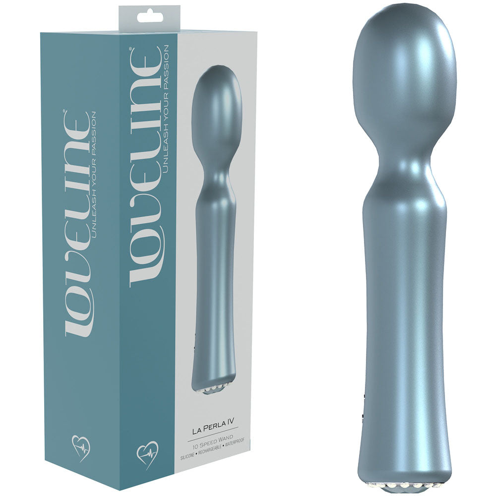LOVELINE La Perla IV - Blue - Pearlescent Blue 19.2 cm USB Rechargeable Massage Wand - Naughty by Nature Adult Store