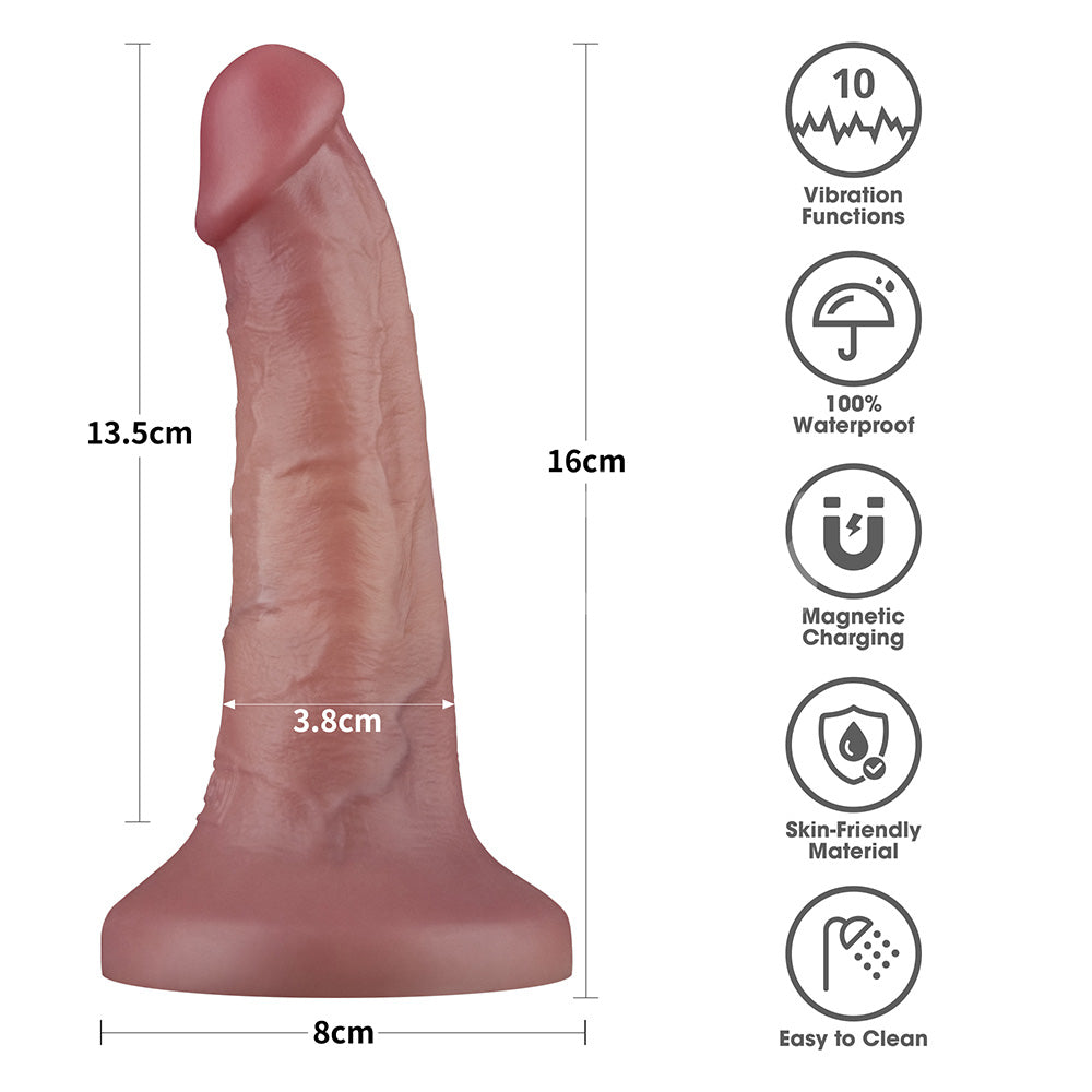 Dual Density Power Cock - 6 Inch Flesh - Vibrating Dong