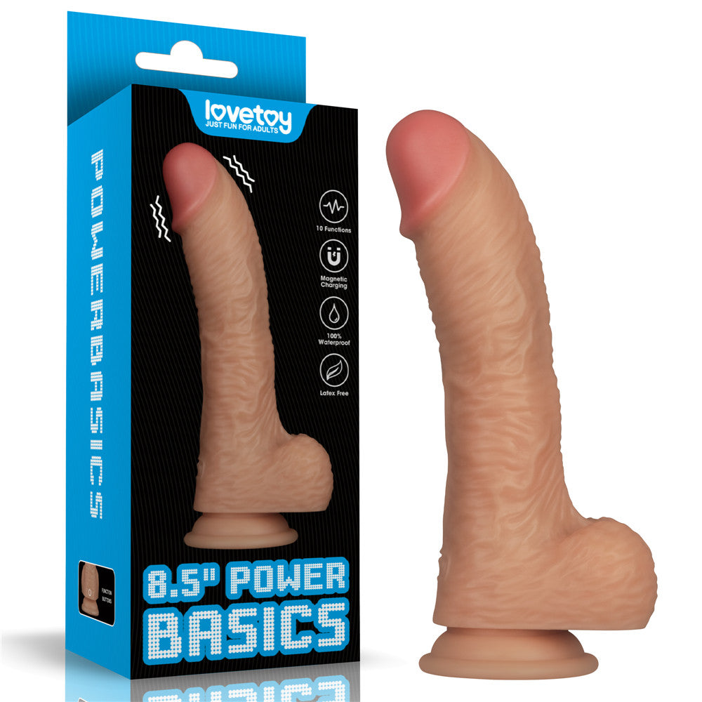 Eight Point Five Inch Power Basics USB Rechargeable Vibrating Dong Flesh