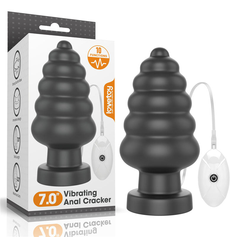King Sized 7'' Vibrating Anal Cracker - Black 17.8 cm XL Vibrating Butt Plug - Naughty by Nature Adult Store