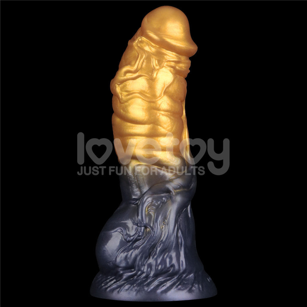 Aerosx 7.5 Inch Dual Density Inflatable Dildo - Gold/Blue 24 cm