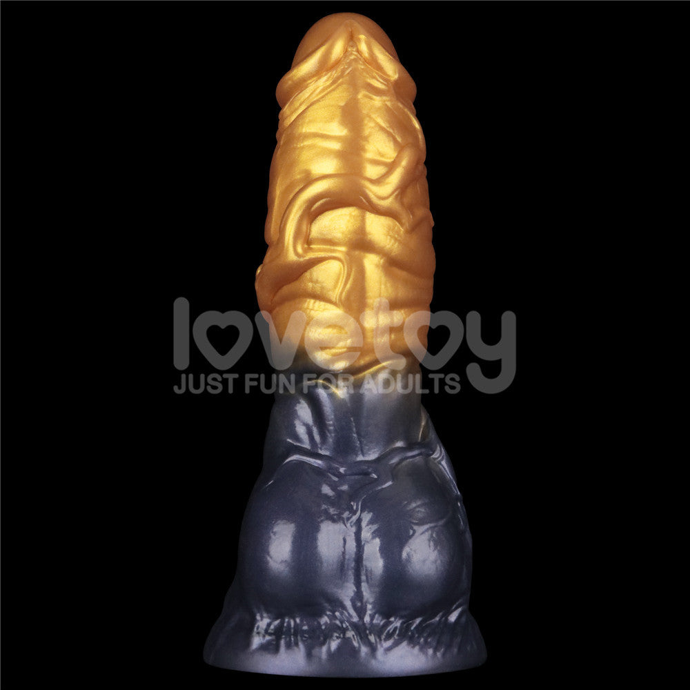 Aerosx 7.5 Inch Dual Density Inflatable Dildo - Gold/Blue 24 cm
