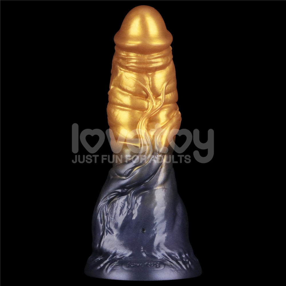 Aerosx 7.5 Inch Dual Density Inflatable Dildo - Gold/Blue 24 cm