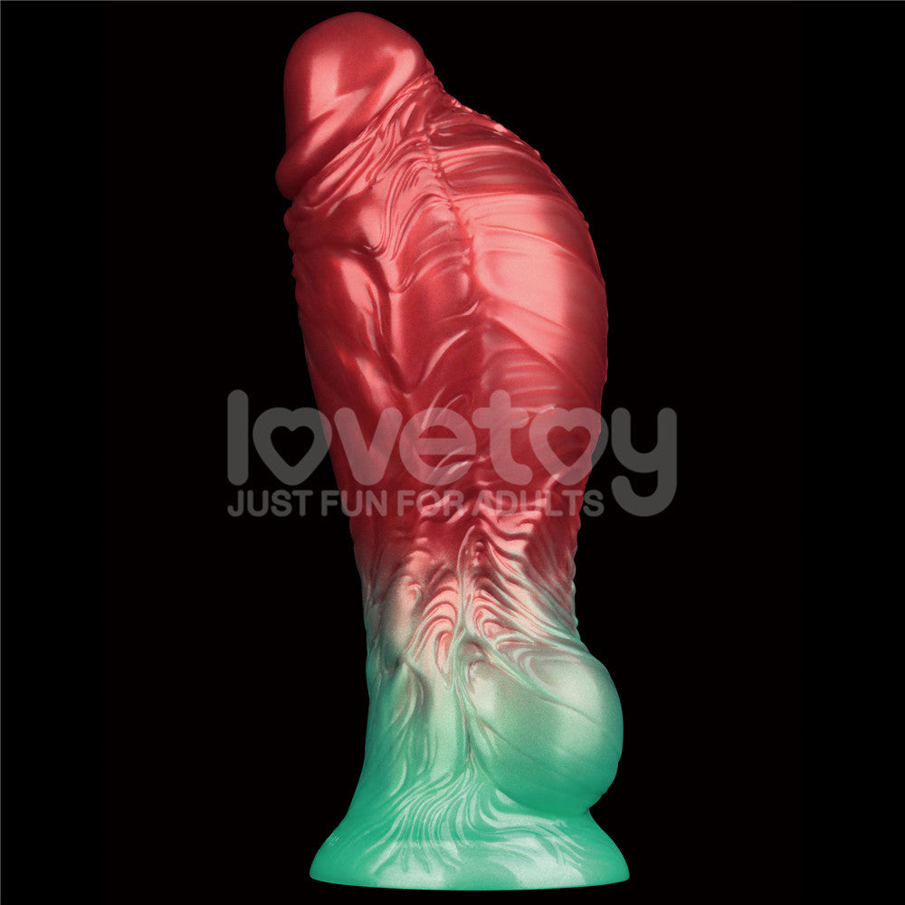 Aerosx 8 Inch Dual Density Inflatable Dildo - Red/Green 28 cm