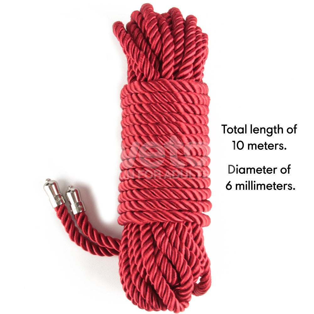 Rebellion Reign Silky Bondage Rope - Red 10 metre length - Naughty by Nature Adult Store