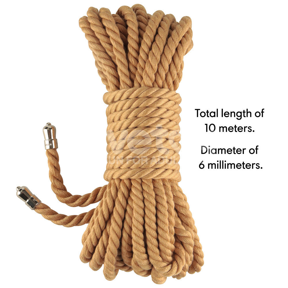 Rebellion Reign Bondage Rope - Natural - 10 metre length - Naughty by Nature Adult Store