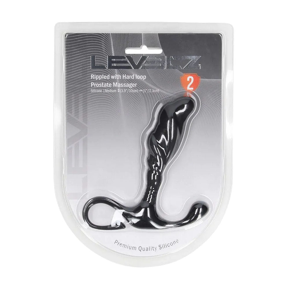 Levelz Rippled Prostate Massager Hard Loop Medium Black