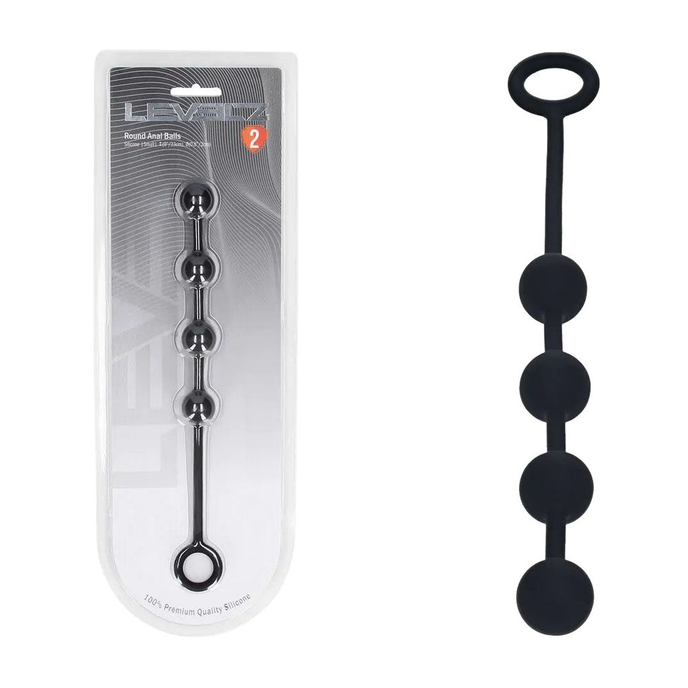 Levelz Round Silicone Anal Balls Small 20mm Black 23 cm