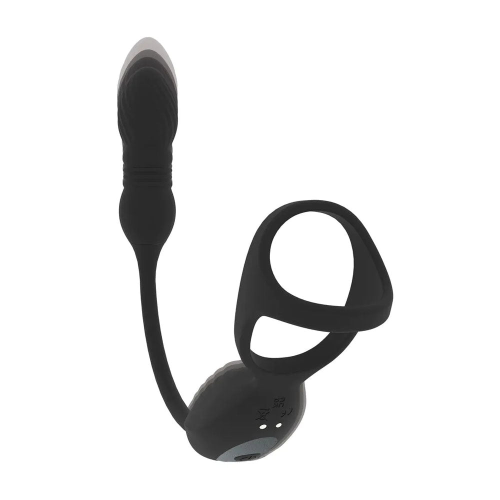 Levelz TriO Vibrating Thrusting Cock Ring With Prostate Stimulator Black