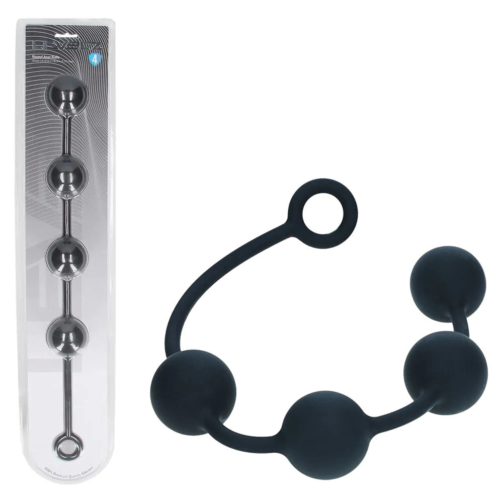 LEVELZ Round Anal Balls XL 50mm Black Anal Beads 46.5 Cm