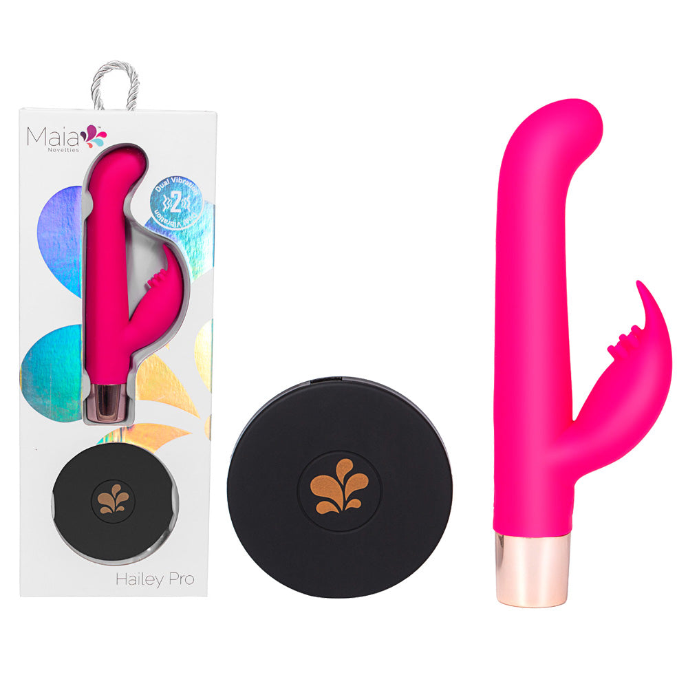Maia HAILEY PRO - Pink 15.2 cm QI Wireless Rechargeable Rabbit Vibrator - Naughty by Nature Adult Store