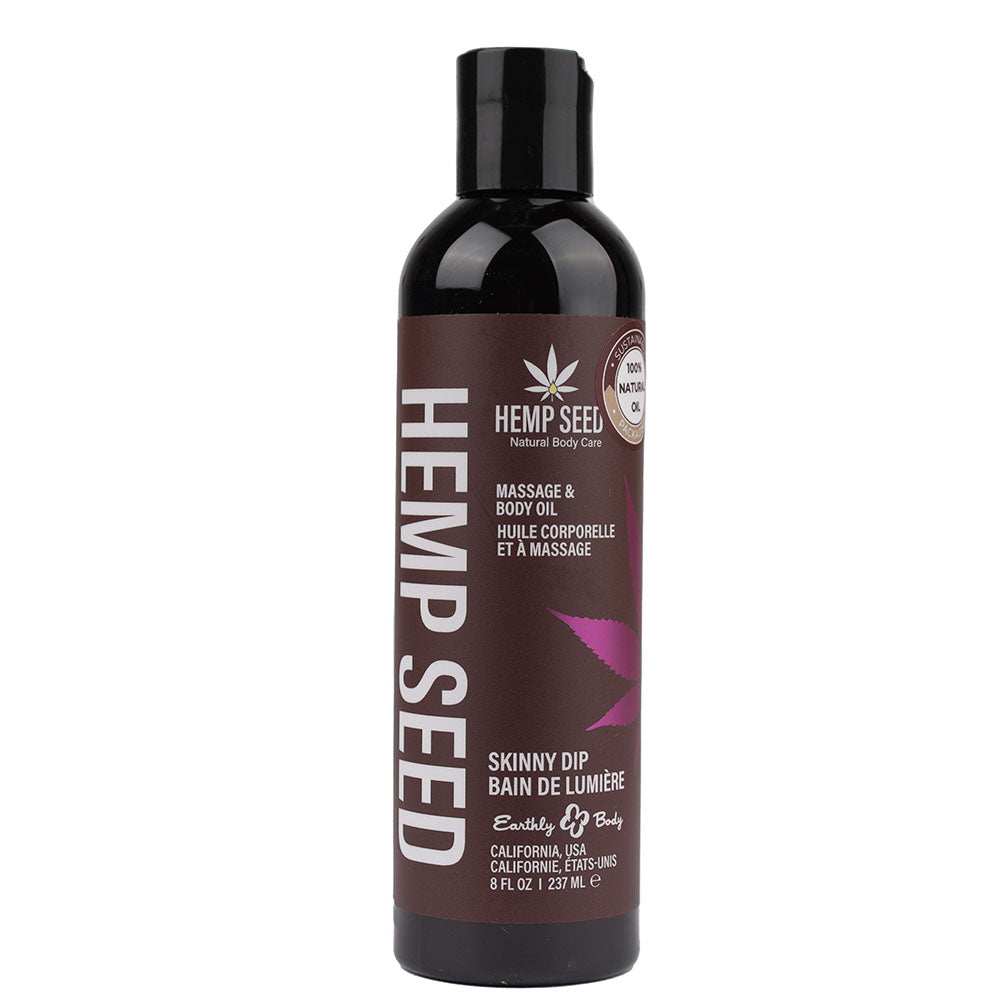 Hemp Seed Massage & Body Oil - Skinny Dip (Vanilla & Fairy Floss) Scented - 237 ml Bottle - Naughty by Nature Adult Store