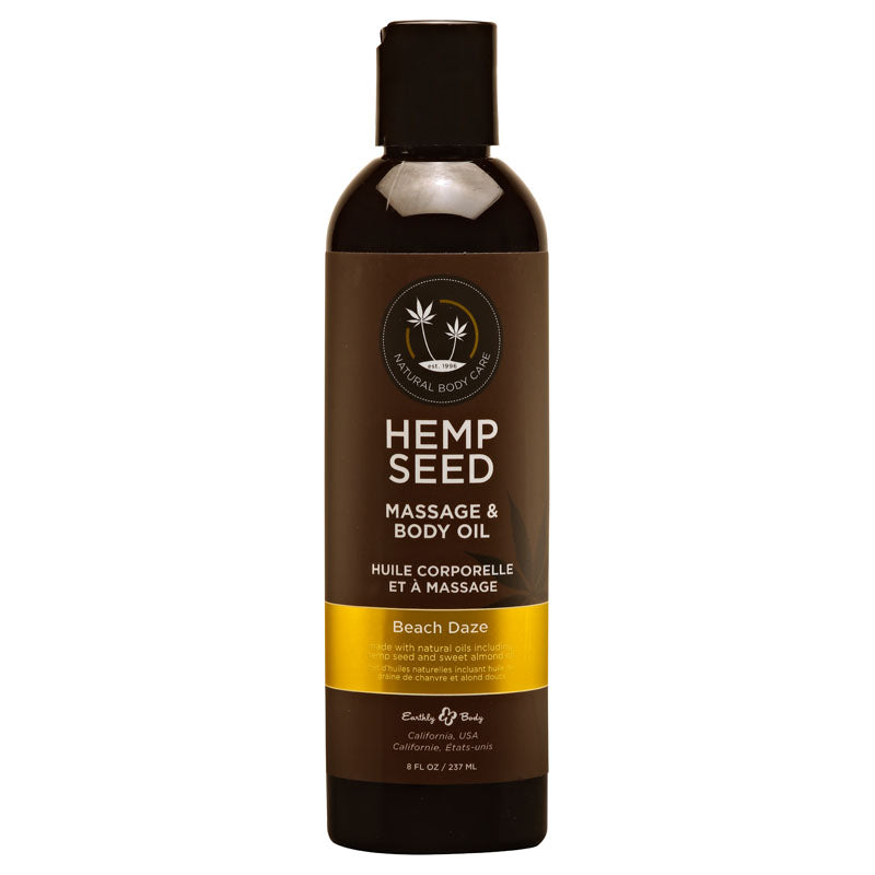 Hemp Seed Massage & Body Oil - Beach Daze (Coconut & Pineapple) Scented - 237 ml Bottle - Naughty by Nature Adult Store