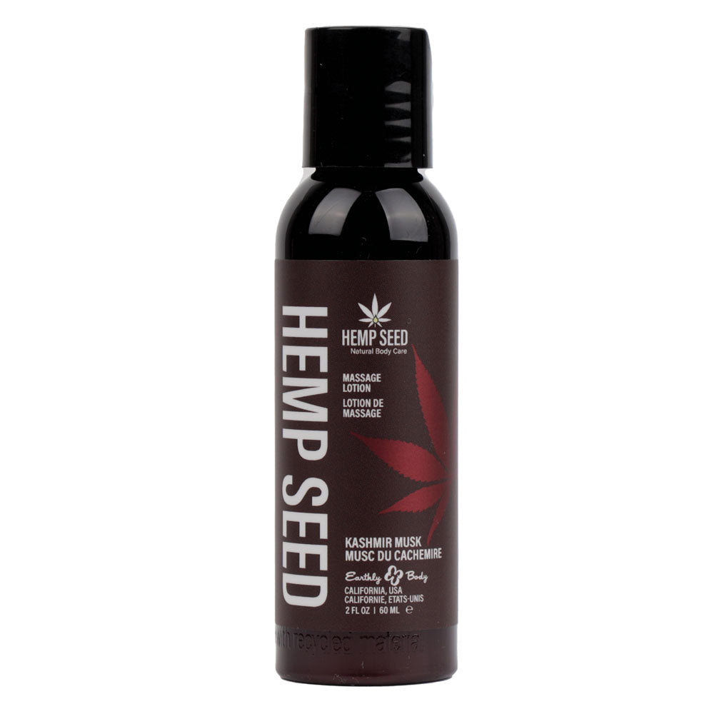 Hemp Seed Massage Lotion - Kashmir Musk (Brandy, Jasmine, Cedarwood Musk) Scented - 59 ml Bottle - Naughty by Nature Adult Store