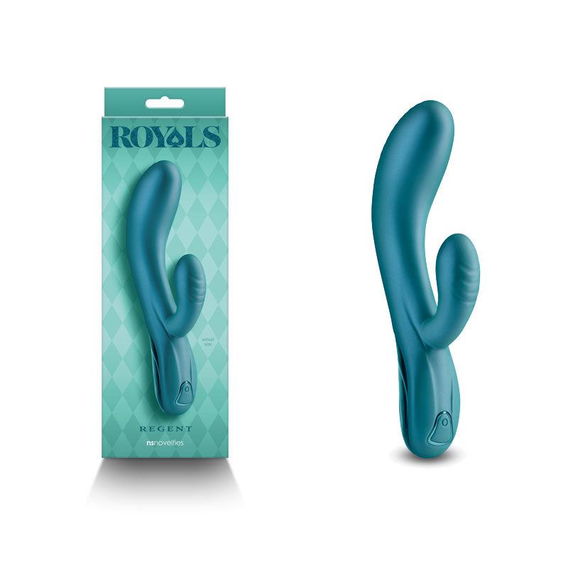 Royals - Regent - Metallic Green - Metallic Green 19.3 cm USB Rechargeable Rabbit Vibrator - Naughty by Nature Adult Store